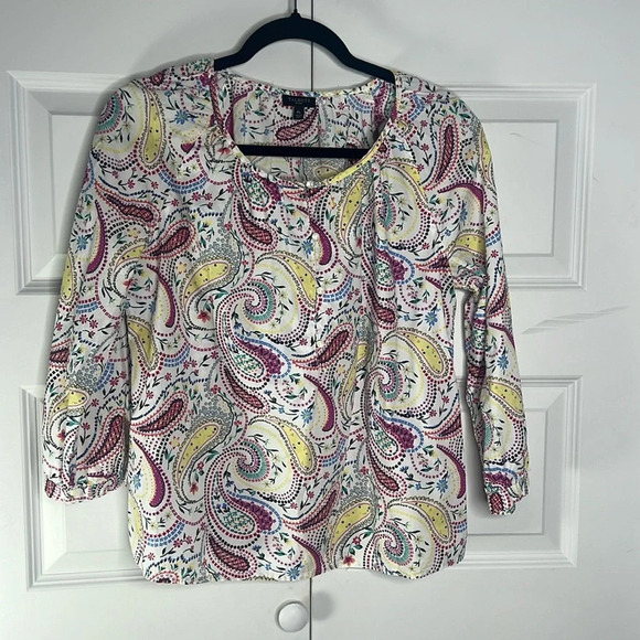 Talbots Petites Paisley Peasant top Medium - Picture 1 of 5